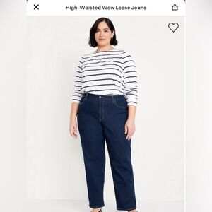 Old Navy Women's High-Rise Wow Loose Dark Blue Straight Leg Jeans